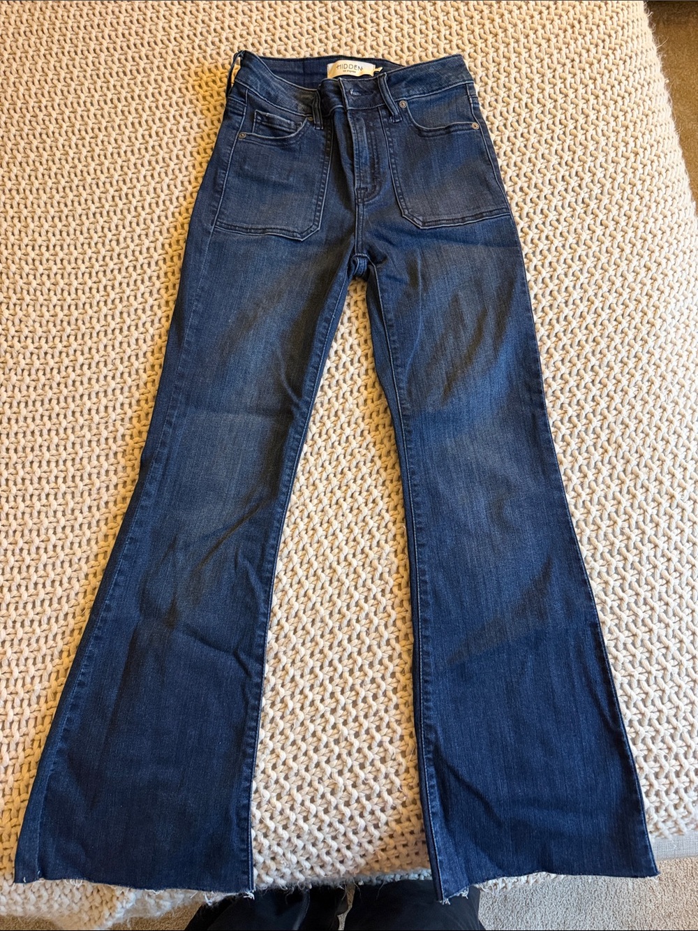 Hidden Dark Indigo Flare Wide-Leg Jeans